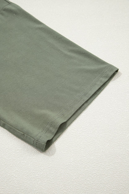 Laurel Green Solid Color Oversize Tee Tie Wrap Mini Skort 2pcs Set