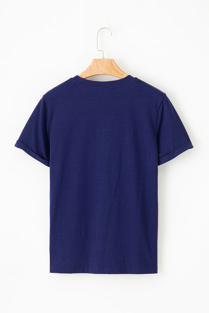 Blue GAME DAY TOUCH DOWN Graphic T Shirt