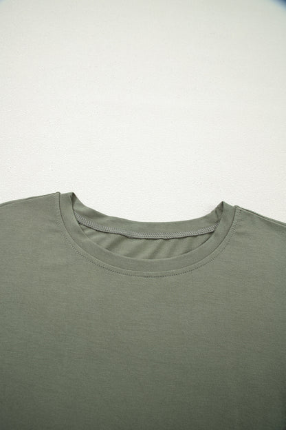 Laurel Green Solid Color Oversize Tee Tie Wrap Mini Skort 2pcs Set